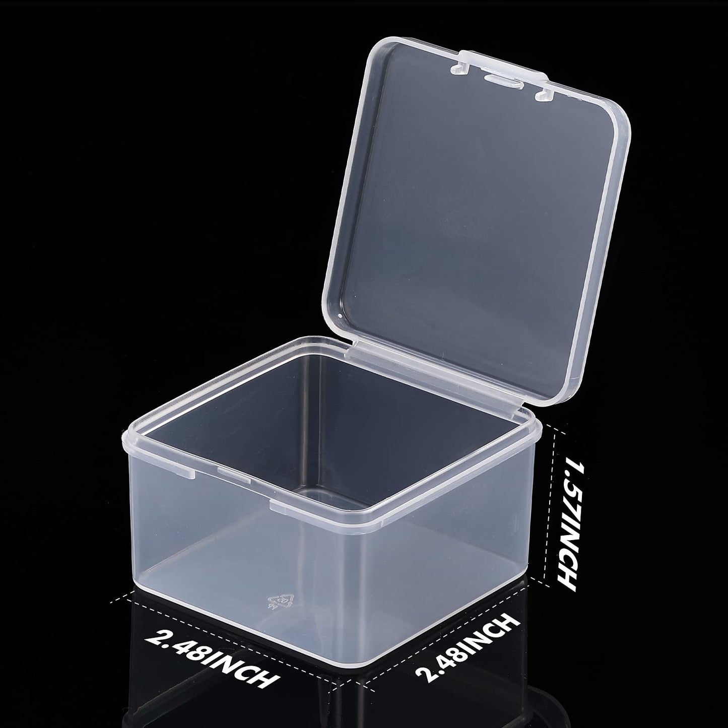 Jetec 6 Pieces Small Clear Plastic Storage Box,2.5 X 2.5 X 1.6 Inch
