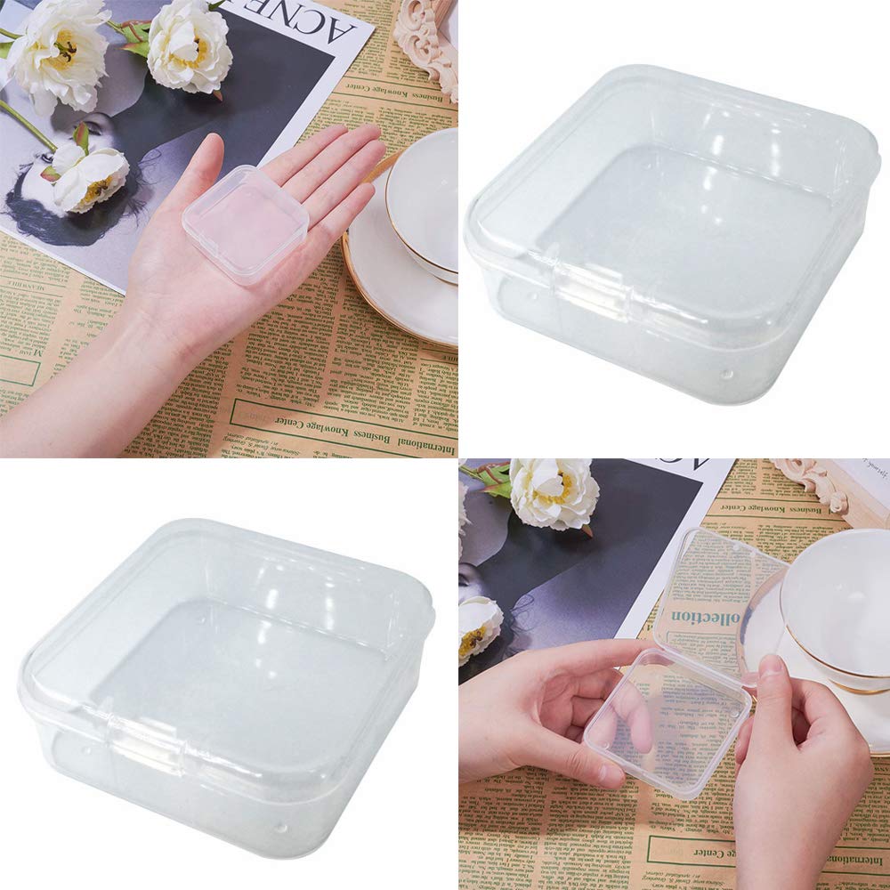MerrQchang 12Pcs Clear Plastic Beads Storage Containers Box Case with Flip-Up Lids for Items Pills Jewerlry Findings Tiny Bead (2.2×2.2×0.82 Inch)