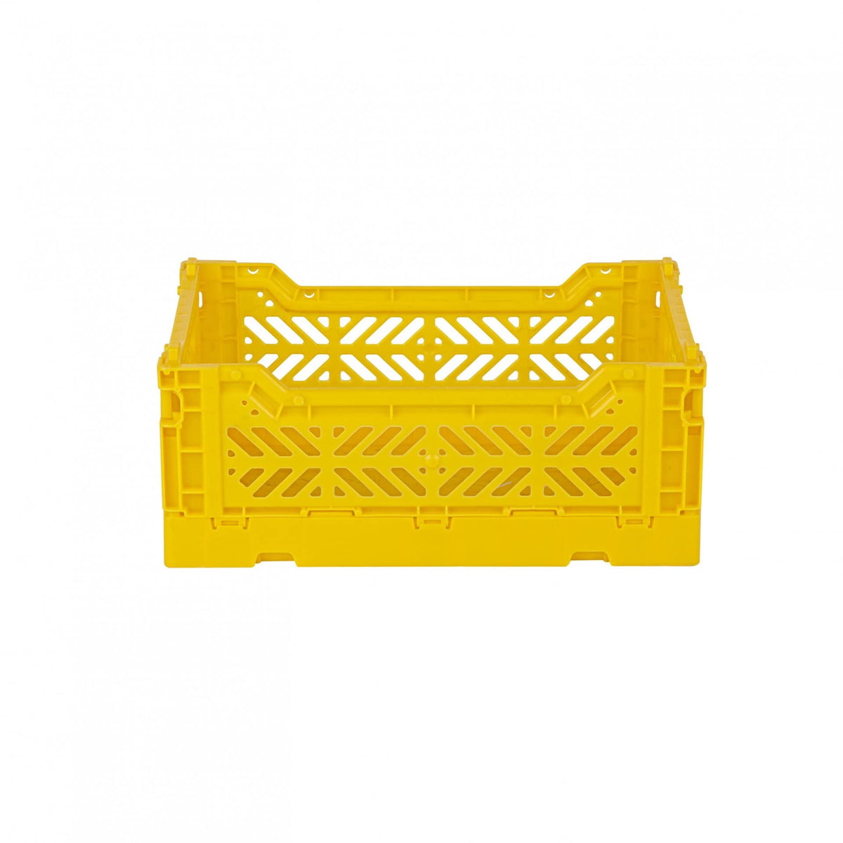 AYKASA Folding Crate, Sturdy Folding Box, Plastic, Stackable, Yellow, Mini 27 x 17 x 11 cm
