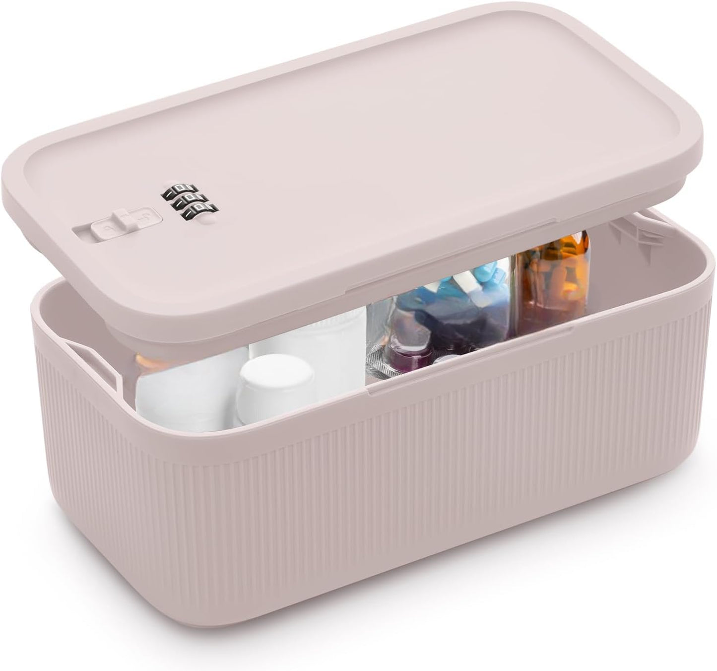 Sightday Lockable Storage Box,Medicine Storage Box,Fridge Lock Box For Kitchen/Home/School/Fridge/Personal/Travel/Office/Cell Phone(Beige)
