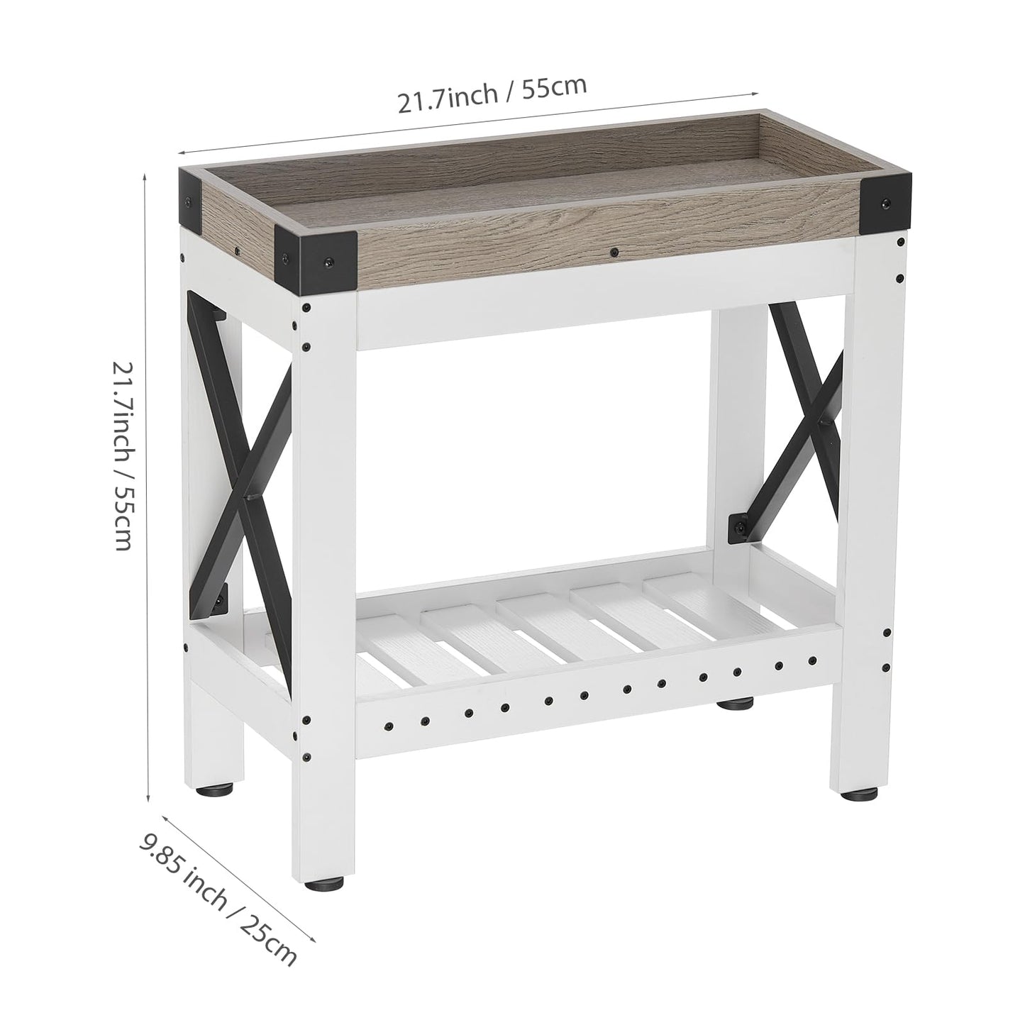 ZEXVIDA Narrow Side Table, Farmhouse End Table,Sofa Side Table, End Table Nightstand for Bedroom, Living Room, Small Spaces(White)