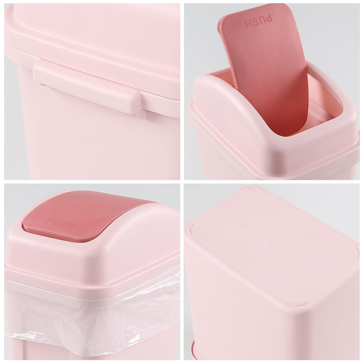 Ikando 7 L Small Swing Lid Trash Bin, Dustbin Paper Trash Bin, 1 Pack, Pink