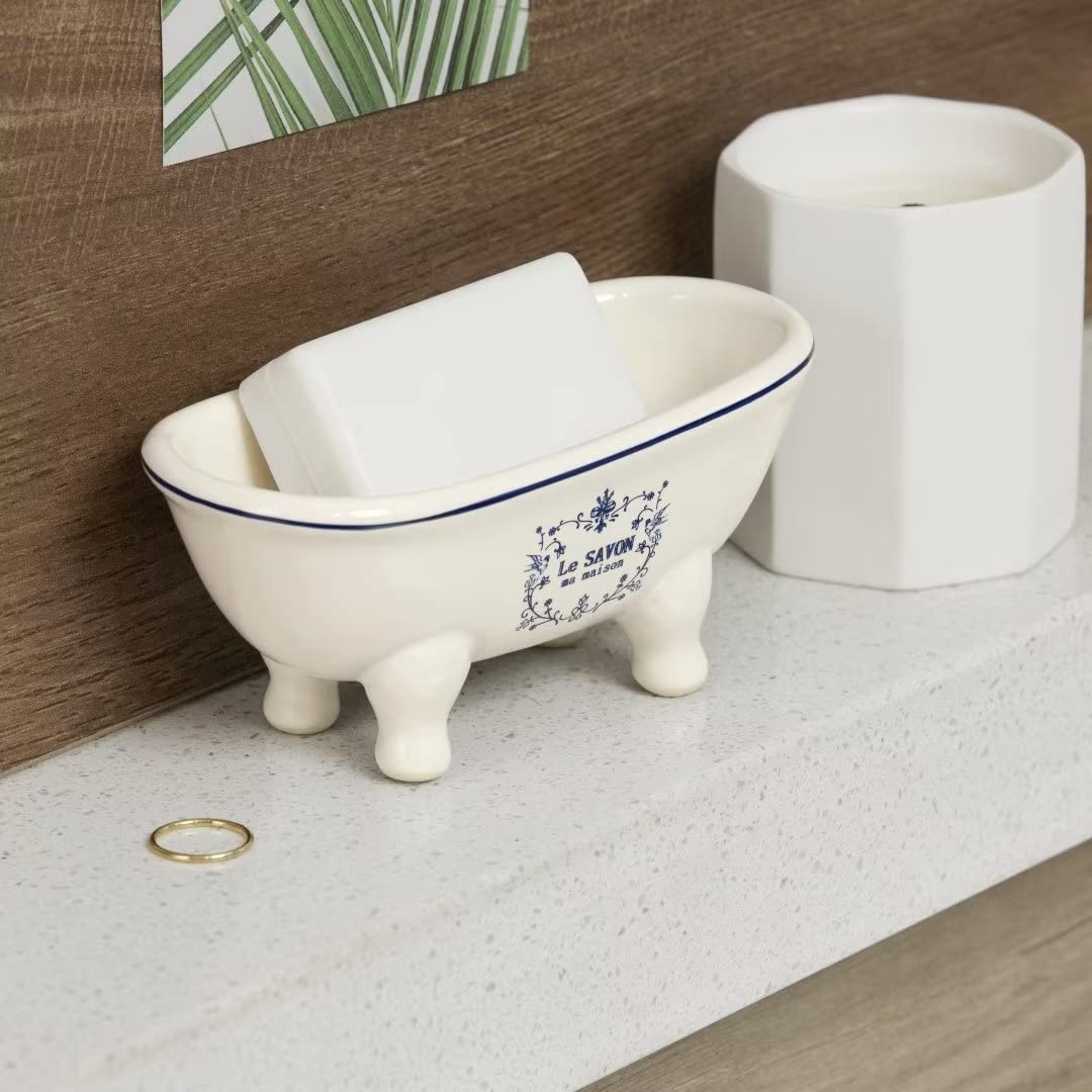 Ceramic Mini Bathtub Soap Dish Decortative Clawfoot Bathroom Soap Dish (Style 01)