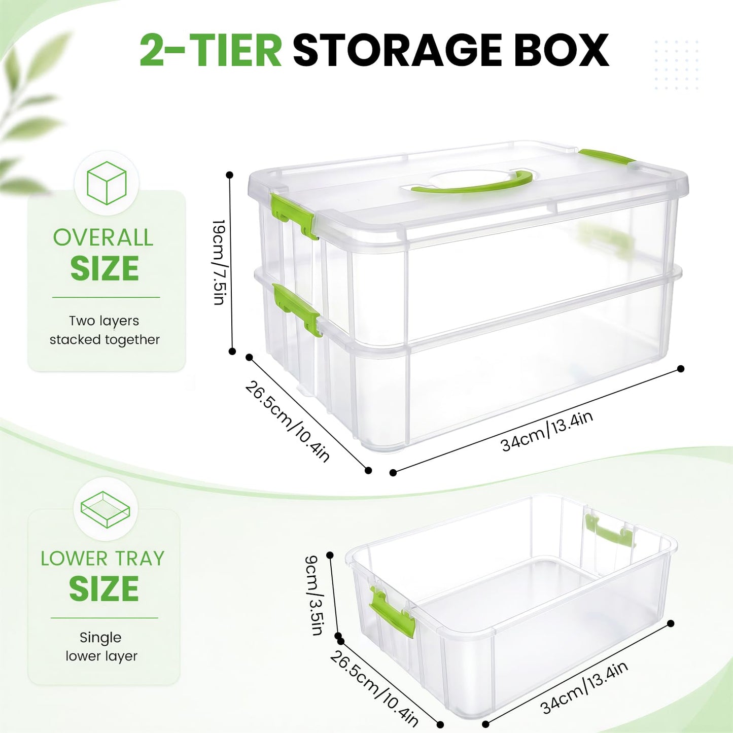 Kryndle Craft Storage Box, 2 Layer Storage Boxes with Portable Handle