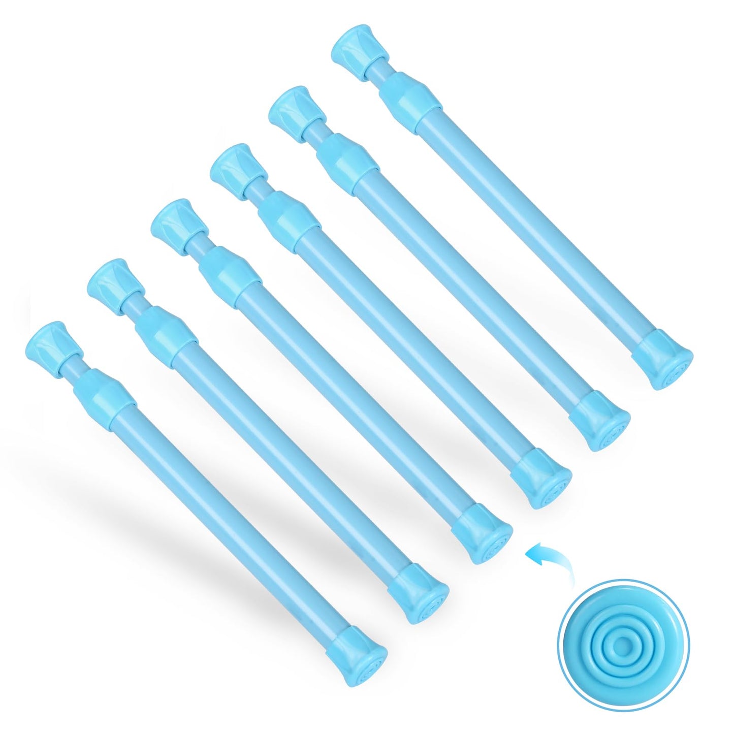 Goowin 6 Pcs Tension Rod, Tension Rods 18-28cm No Drilling Rustproof Spring Adjustable Tension Curtain Rod for Closet Cupboard Wardrobe Bookshelf