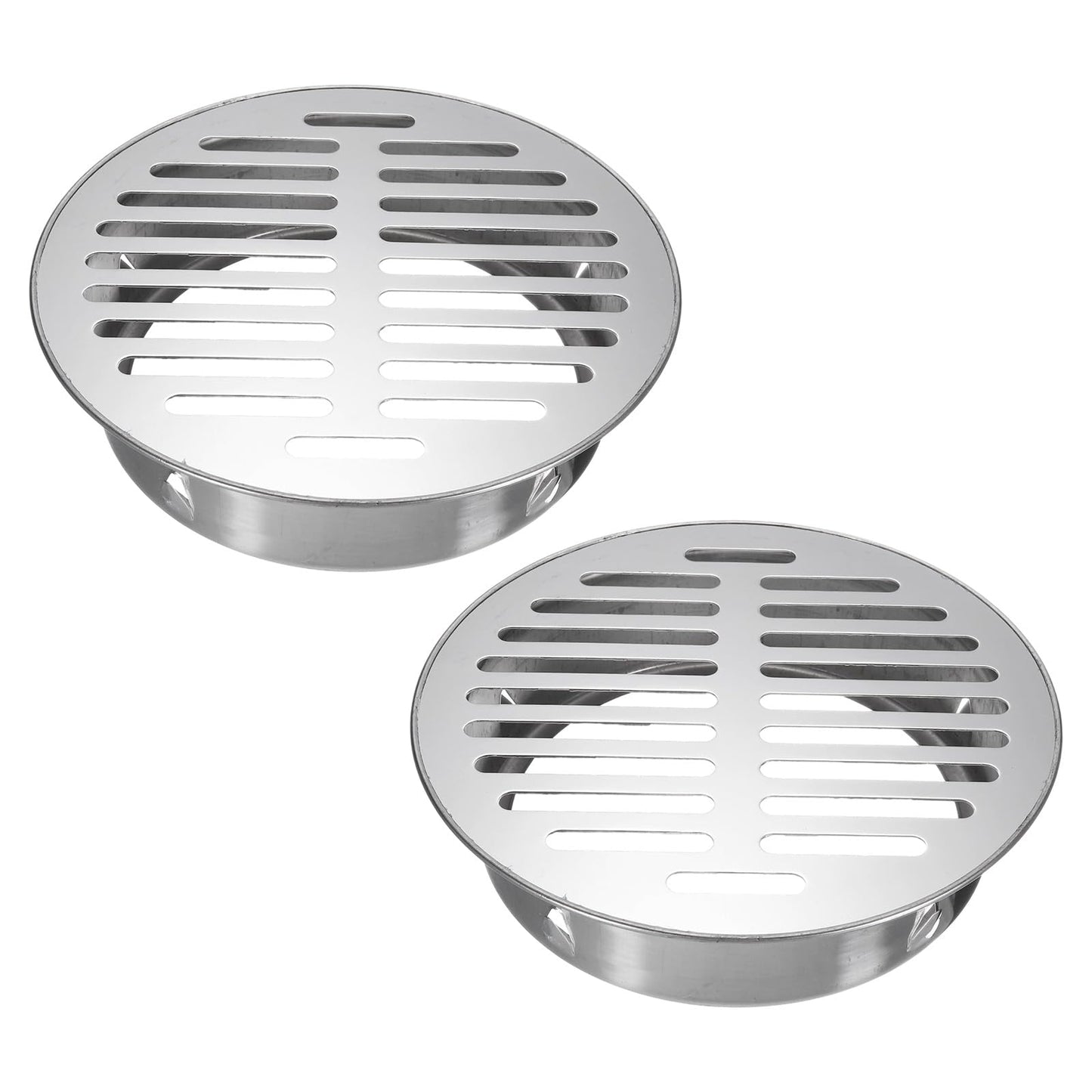 PATIKIL Floor Drain Cover 7.1" x 5.9" (160 Flat Mouth), 2 Pcs 304 Stainless Steel Round Anti Blocking Snap-in Drain Strainers for Outdoor Bathroom