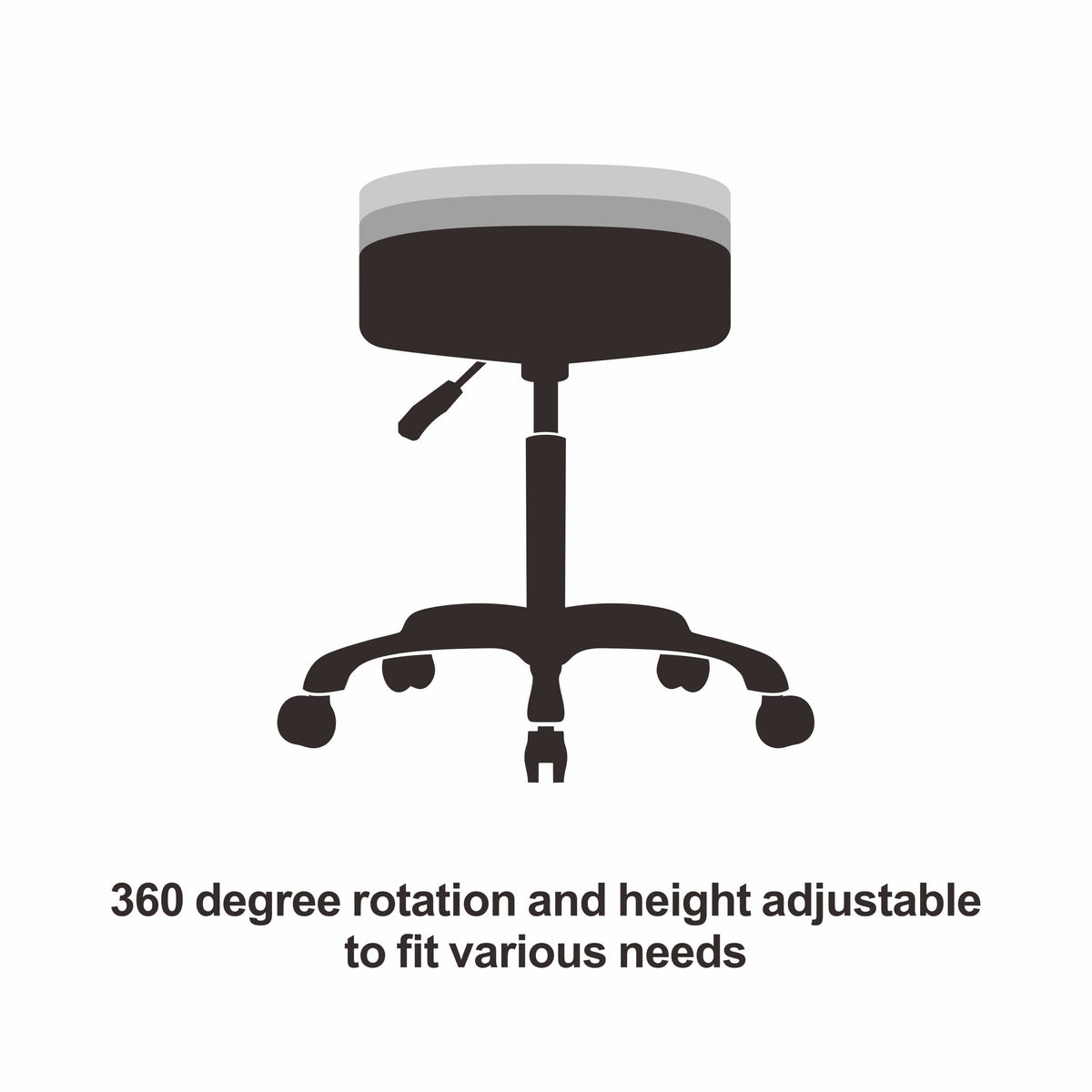 Grace&Grace Adjustable Rolling Stool Chair with Wheels for Massage Beauty Salon Shop Home Kitchen,Heavy Duty Rolling Swivel Stool