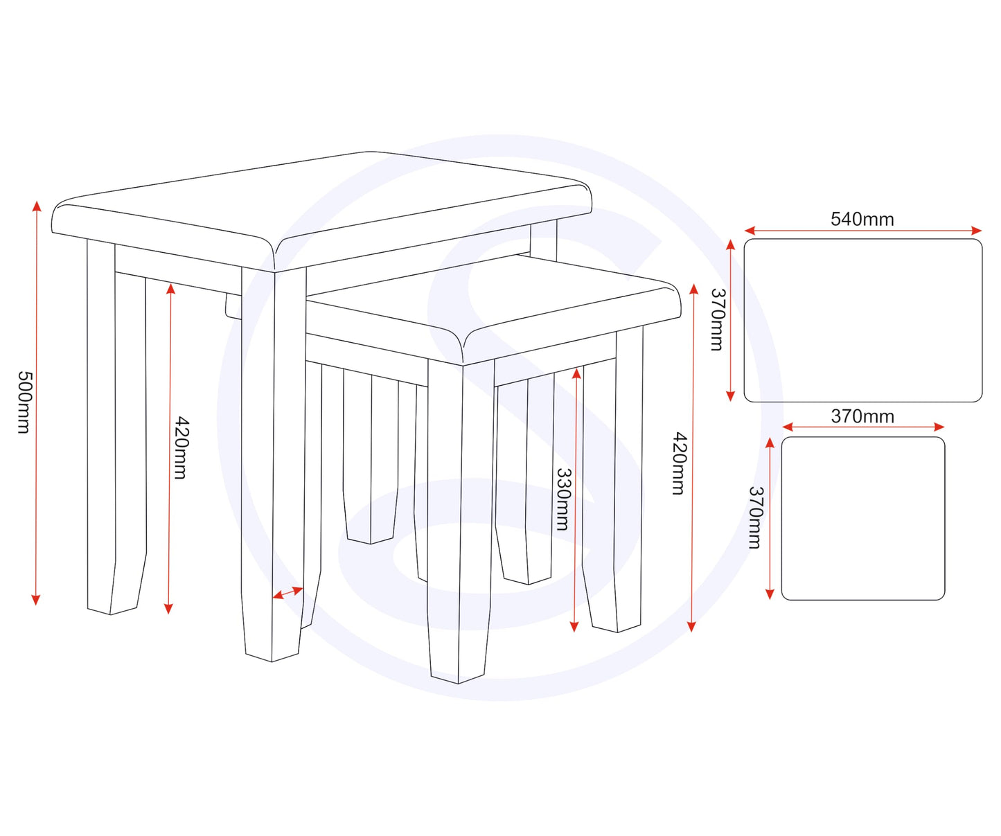 Seconique Windsor Nest Of 2 Tables in Ivory/Oak
