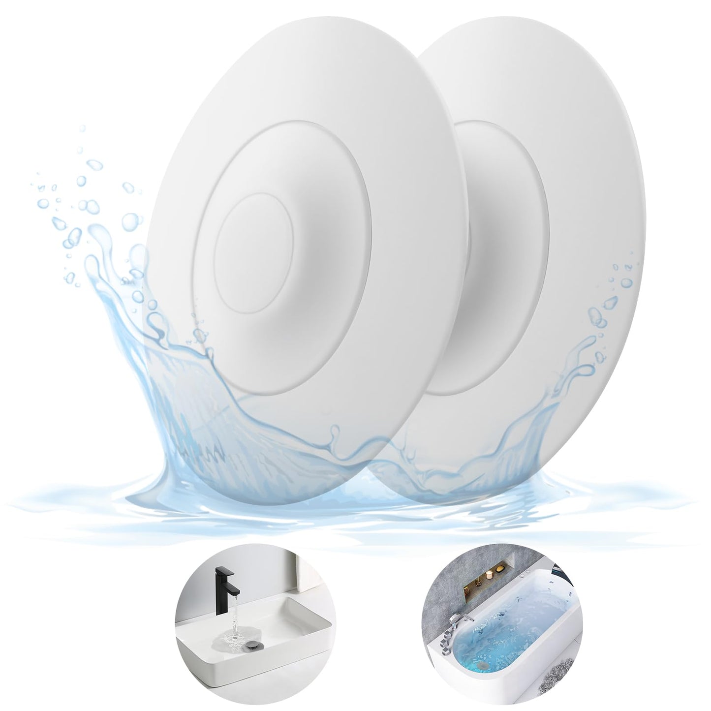 HUAERSICO Universal Silicone Drain Plug - Washbasin Plug and Bathtub Plug with Press and Hair Strainer Function
