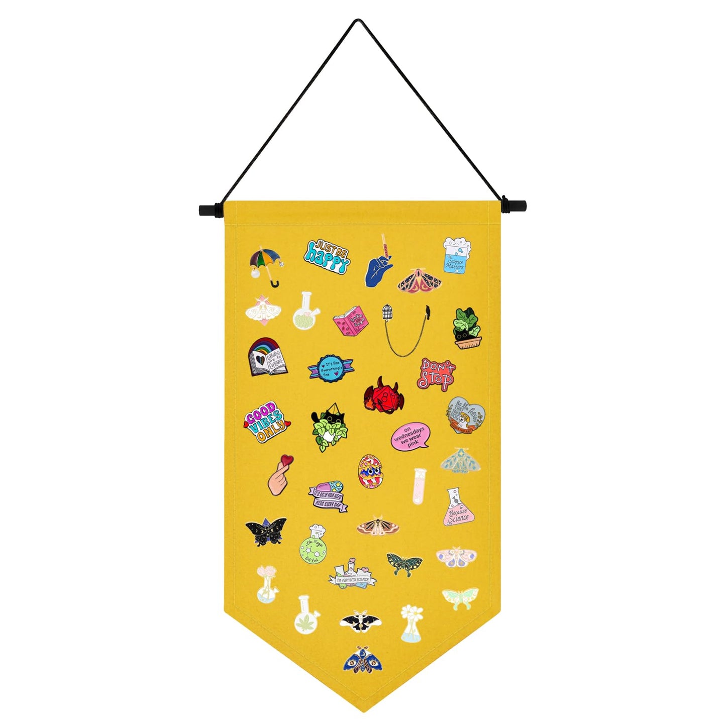 Kunyeah Wall Hanging Brooch Organizer Storage Case Colorful Canvas Pin Board Stand Enamel Pin Badge Hanging Holder Display Banner Earrings Collection