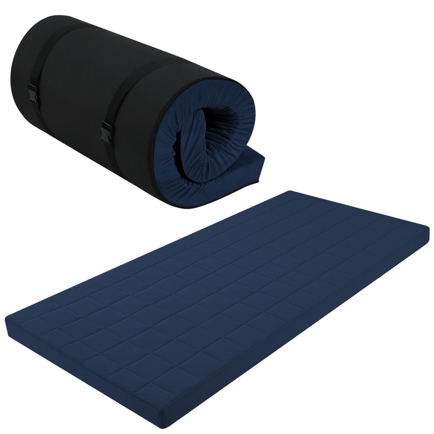 MeMoreCool Roll Up Floor Mattress Small Single, Navy Blue