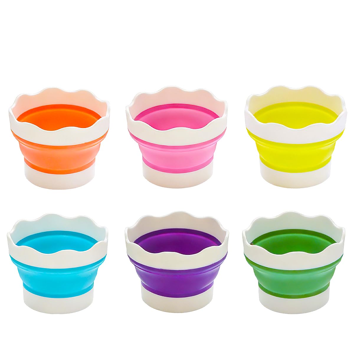 YBCCBY 6 Pcs Collapsible Paint Brush Washer, Silicone Paint Water Pots