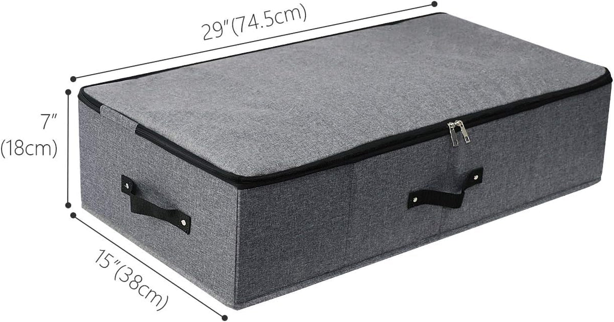 Omygarden Foldable Under Bed Storage Box with Plastic Support Liner, Handles, Zipper lid