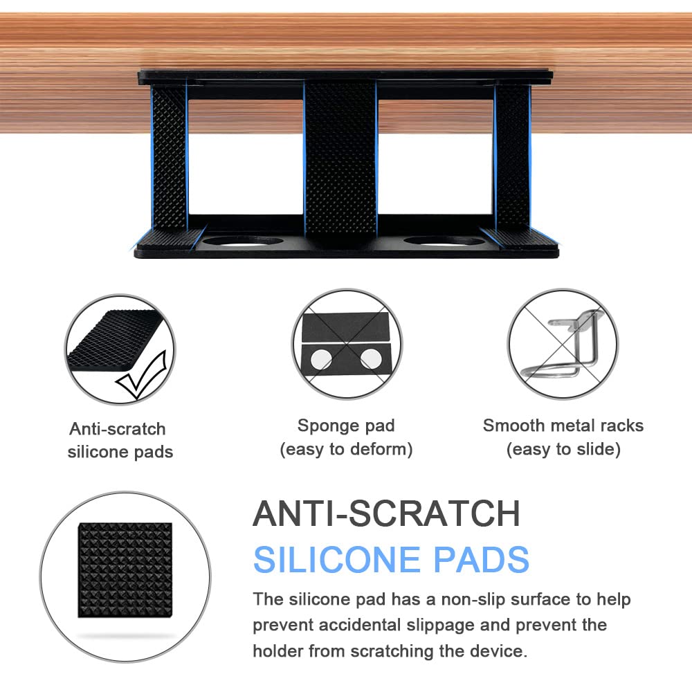 JEMACHE Under Desk Laptop Mount with Adhesive, Hard Aluminum Under Table Desk Holder for Laptop, Mac Mini, MacBook