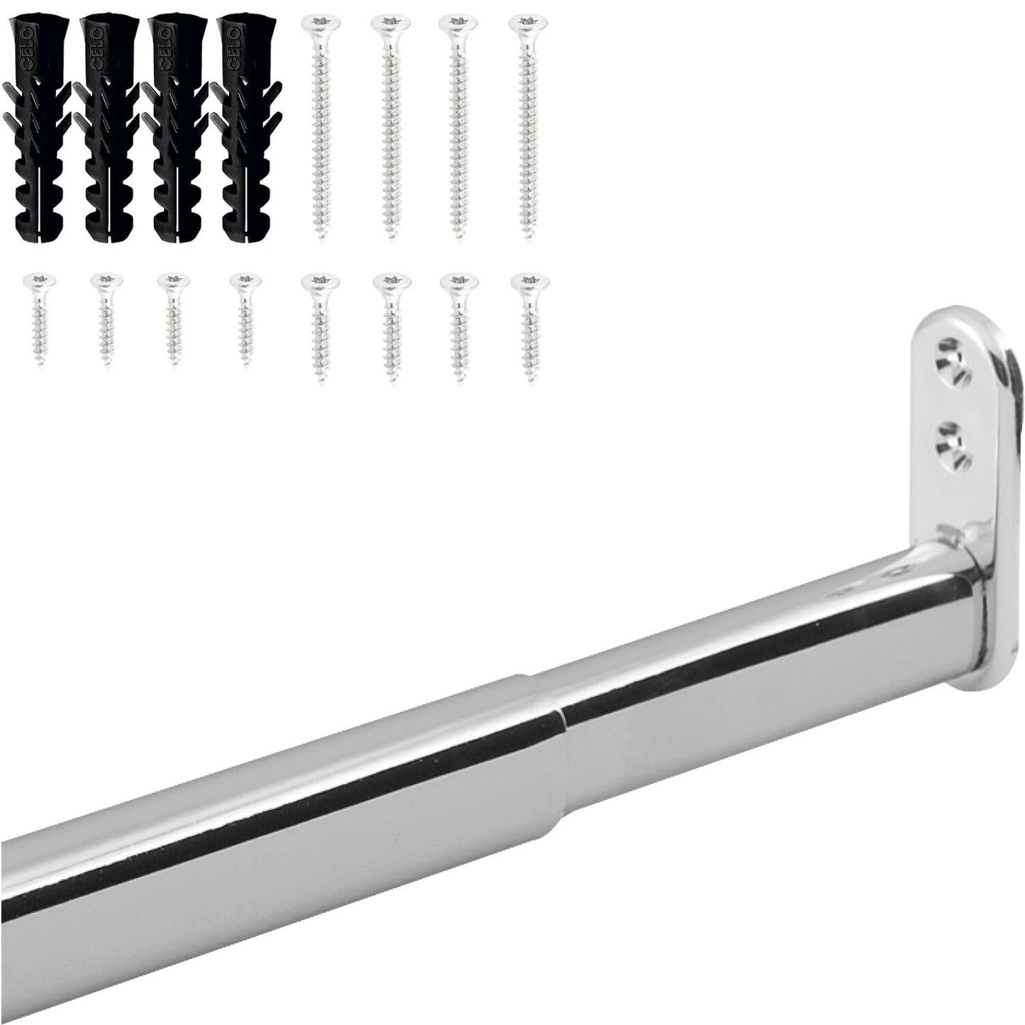 extendable wardrobe tube, 40 - 60 cm, telescopic rod, sturdy niche rod, clothes rail