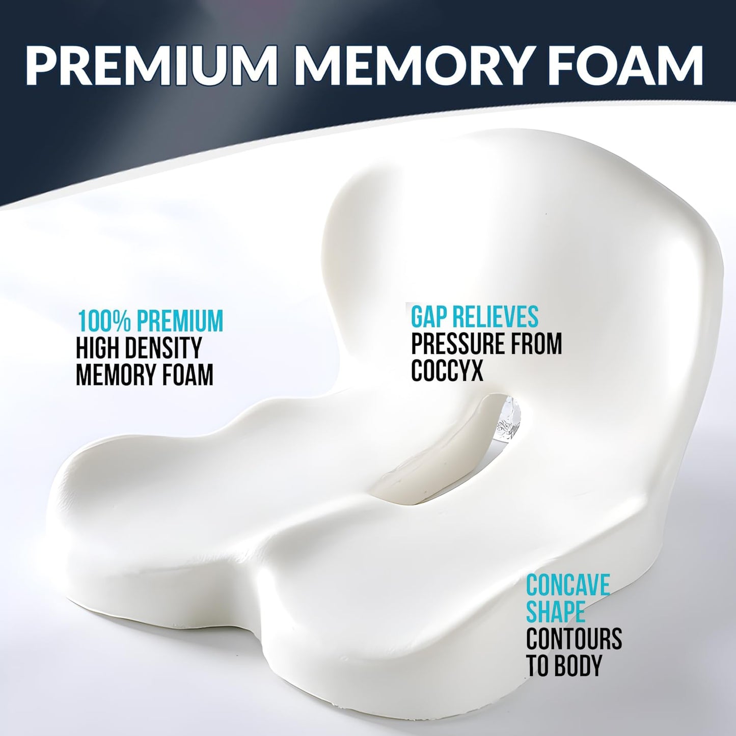 SICOUSOK Seat Cushion Memory Foam Seat Cushion for Truck Driver Office Chair Cushion Home Chair Cushion Car Non Slip Pad Sitting Ergonomic Cushions