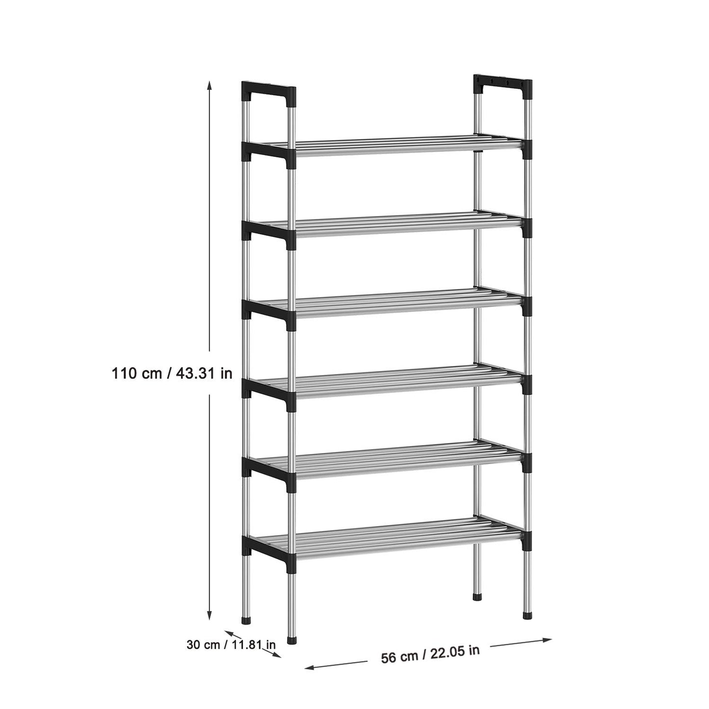 AcornFort® S-5 6 Tiers 18 Pairs Small Shoe Storage Rack Organiser Shelf Hold Stand (Silver)