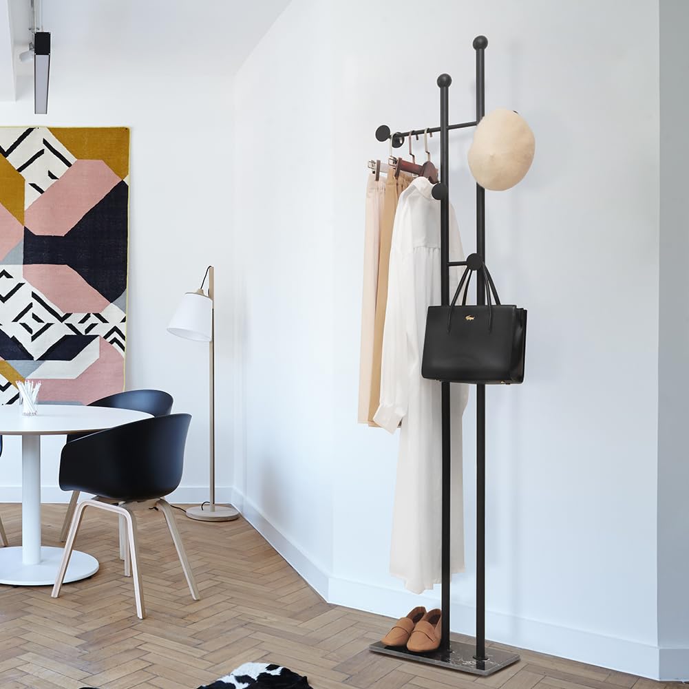 Cre Cra Marble Clothes Rail, Sturdy Metal Coat Stand, Modern Clothes Rack for Clothes, Wardrobe Stand, Freestanding Jacket Stand