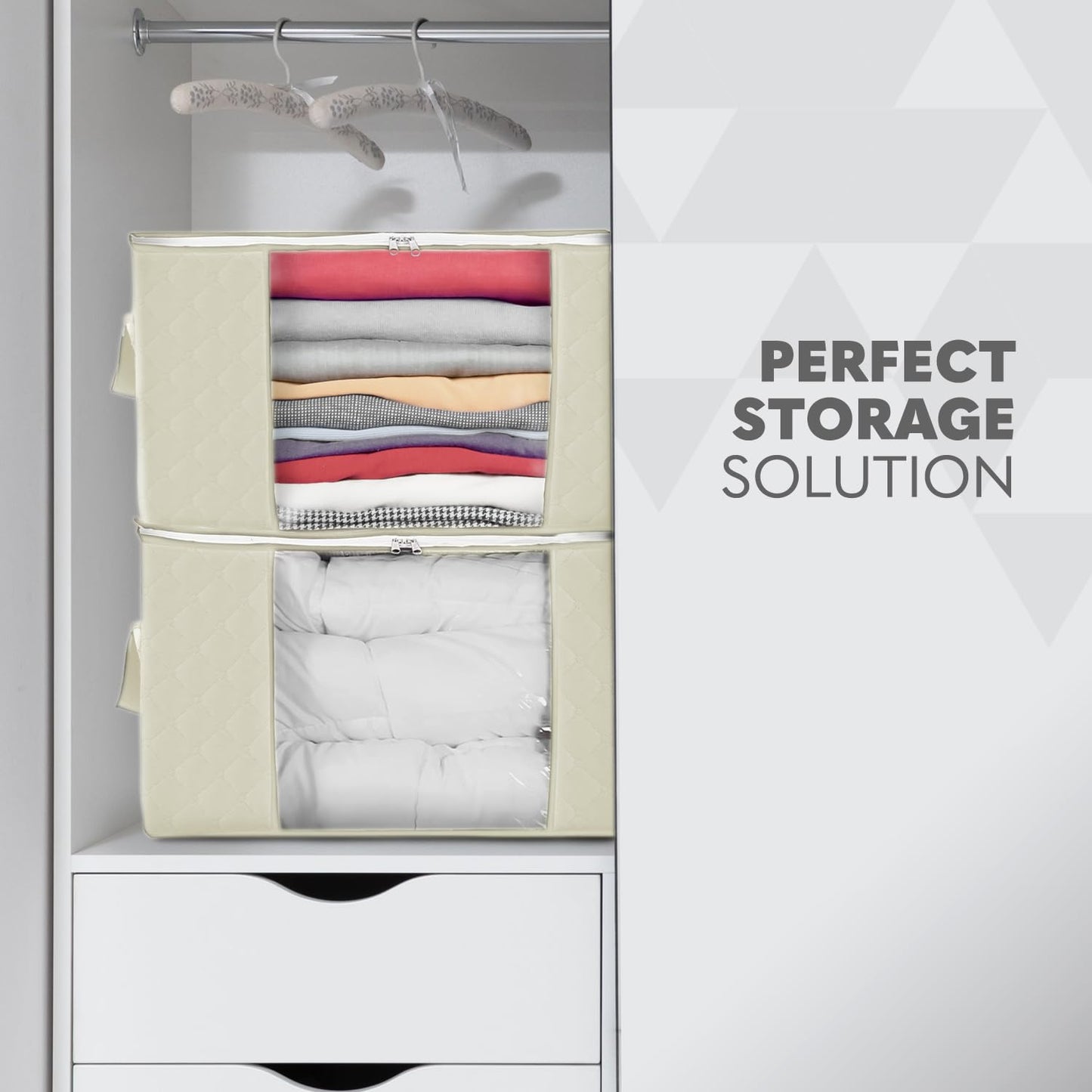 Delka 90L Storage Bags with Lids, Large Storage Boxes with lids, Storage Unit for Clothes, Duvets, Blankets, Toys