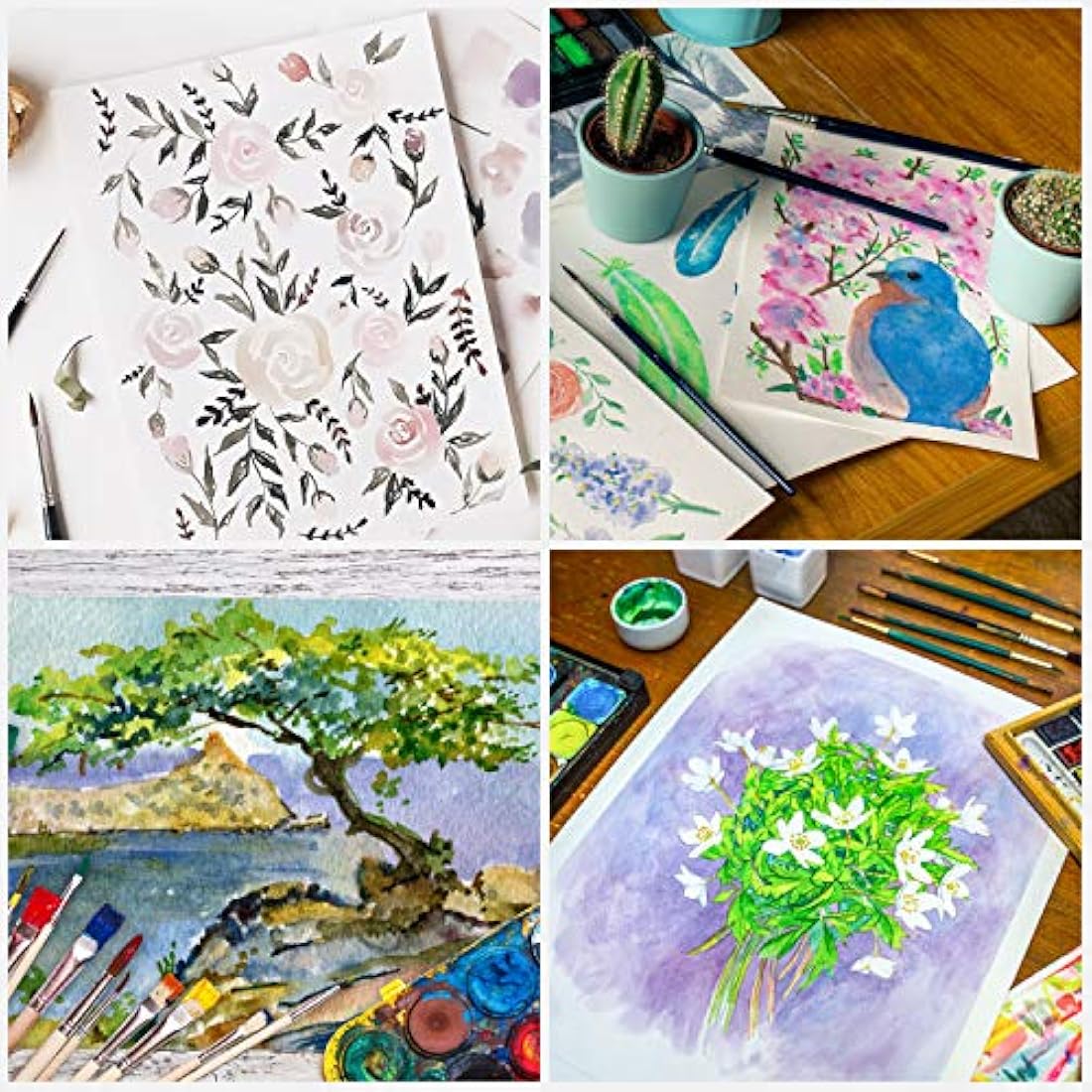 Belle Vous White A3 Watercolour Paper (125 Sheets) 200 GSM Cold Press Water Colour Painting Sheets - Suitable for Beginners to Expert Painters
