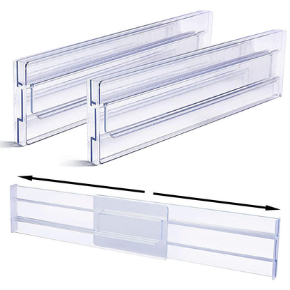 Yyyuluo 2 Pack 3.1" High Profile Drawer Dividers Organisers - Adjustable 10.8"-20.5" Width, Clear Plastic for Underwear, Socks, Baby Essentials