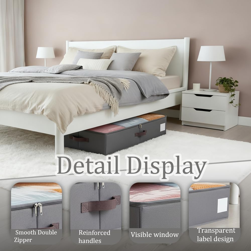 Under Bed Storage Boxes With Lids, PP Side Panels & Base Panel, 80*40*15cm