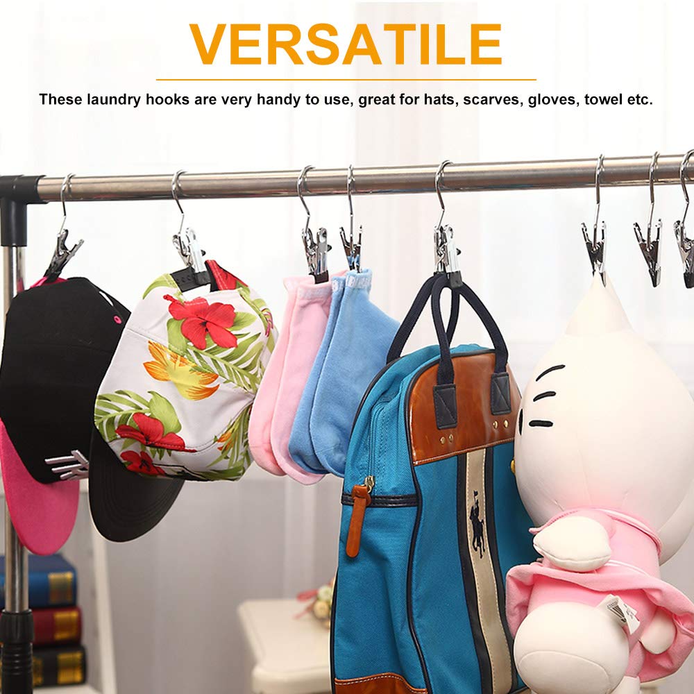 BUZIFU 20 Pcs Portable Laundry Hooks, No-slip Metal Boots Hangers,Single Coat Hangers,Hat Storage Hanger Clips, Home Travel Hanger Clips