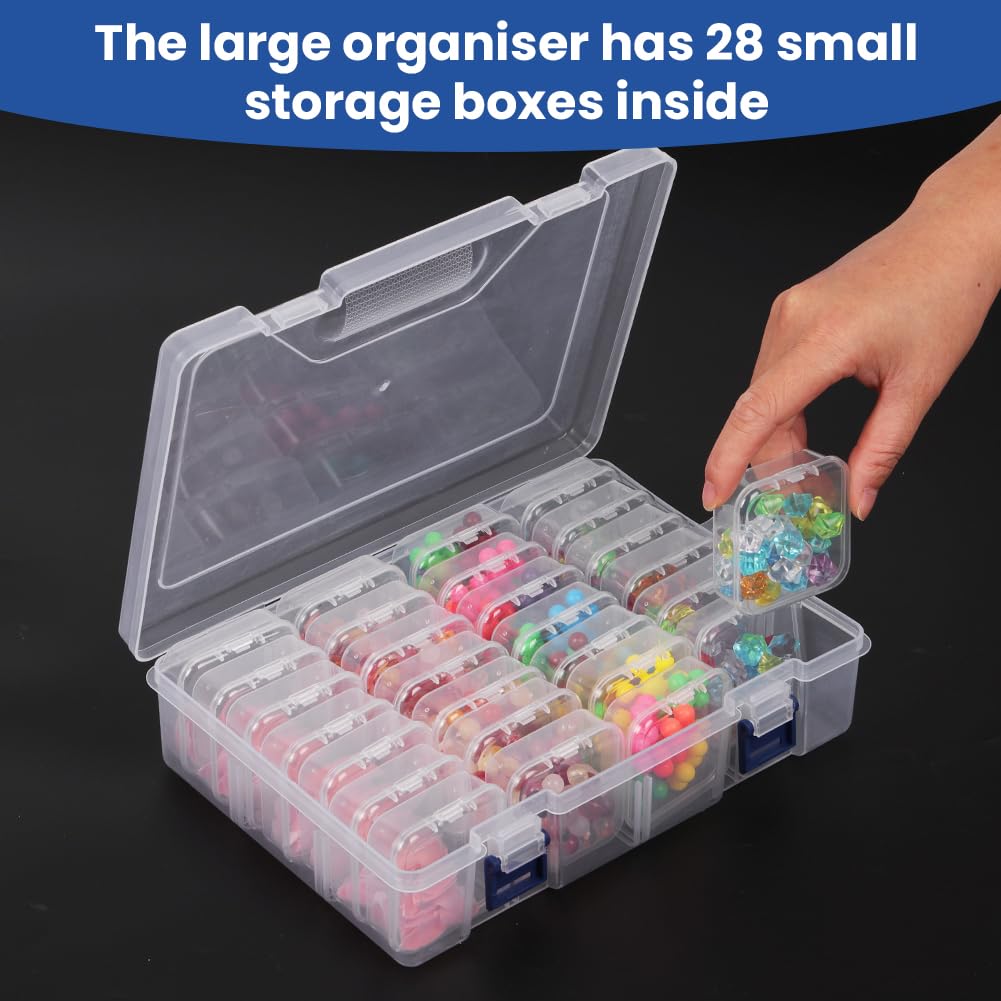 AUAUY Bead Organizer Box, 29Pcs Clear Plastic Storage Containers for Beads