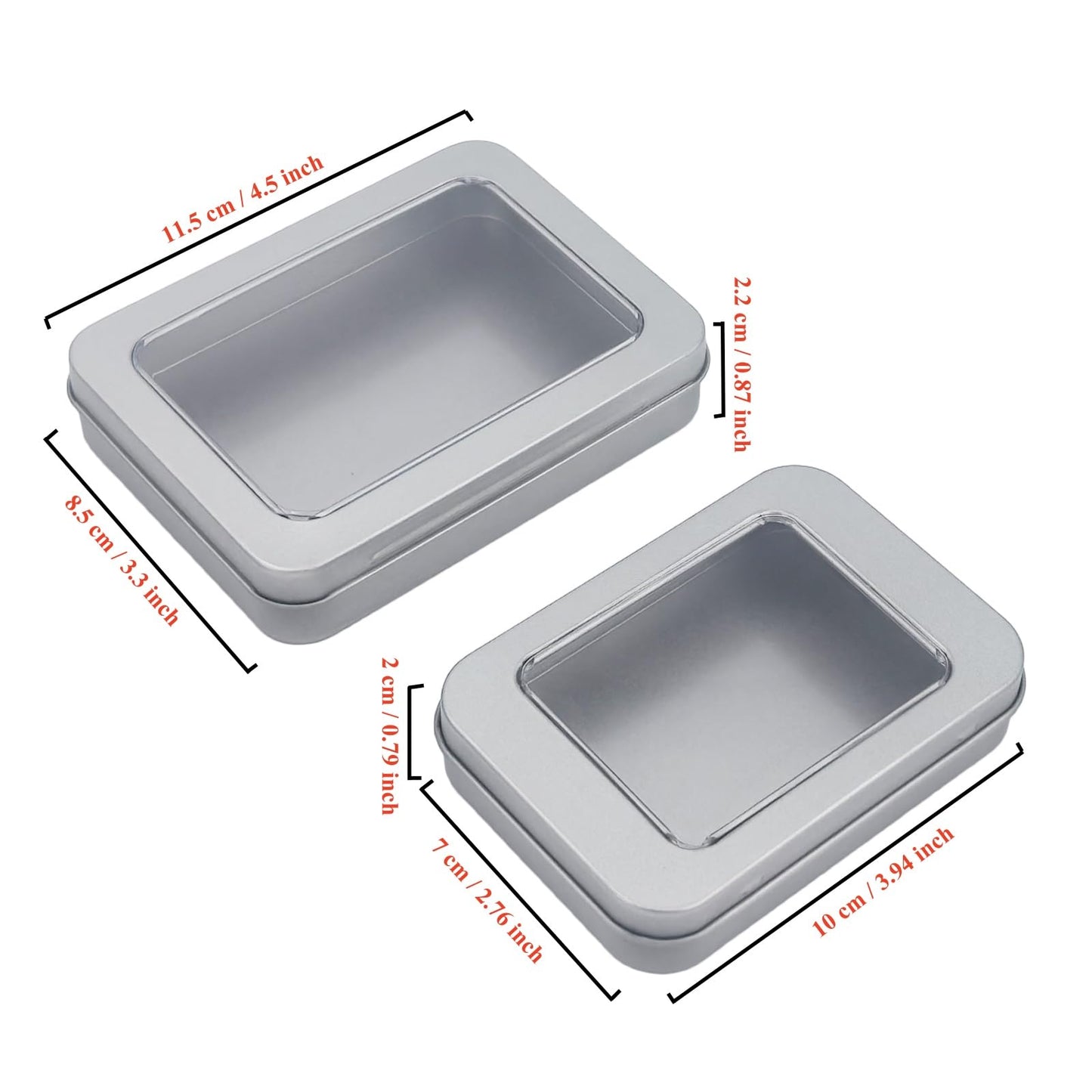 Thintinick 24 Pack Metal Storage Organizer Tins, Silver, Mixed Sizes