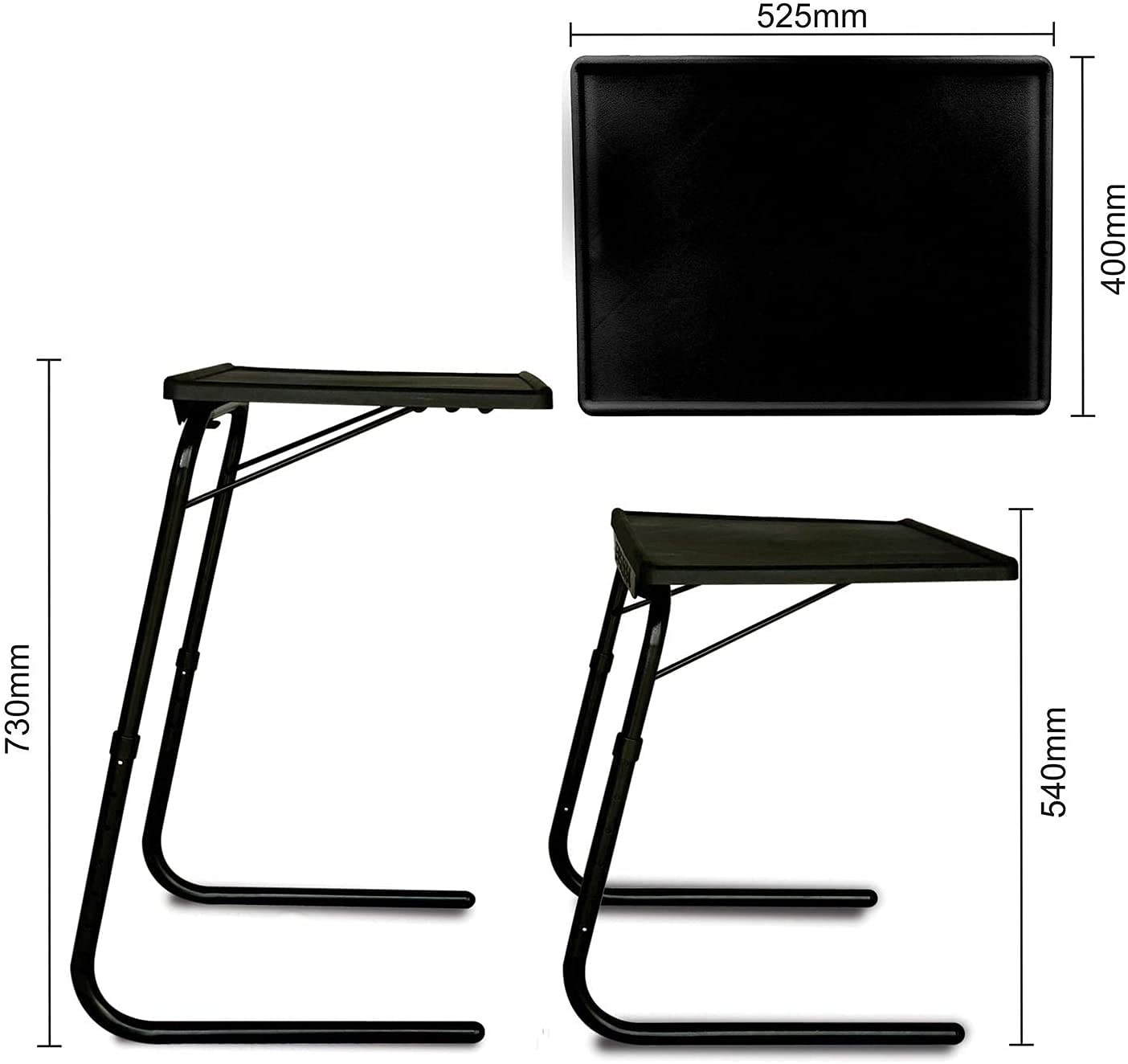 TABLE BUDDY Regular Folding Laptop Table 52.5 x 40 cm – Adjustable Height Bed Tray Desk for Sofa, Bed & Couch
