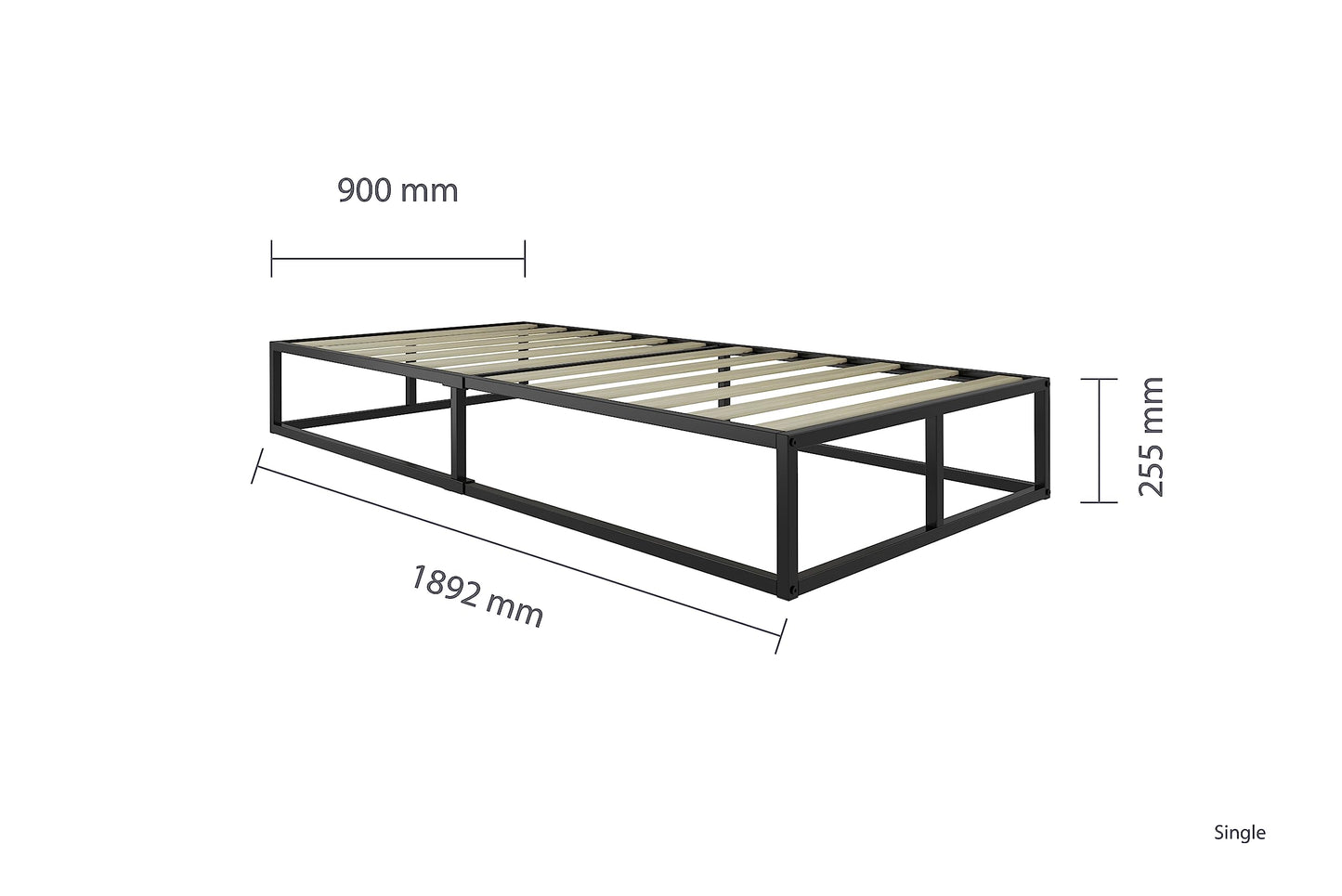 Birlea Soho Single metal platform bed black