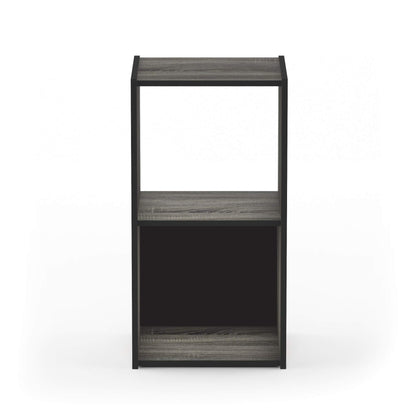 Furinno PELLI Book Shelf, 2x1 Bookshelf, Cube Storage Organizer Cabinet, 12.2 x 11.6 x 24.2, for Living Room, Bedroom, Home Office, French Oak/Black