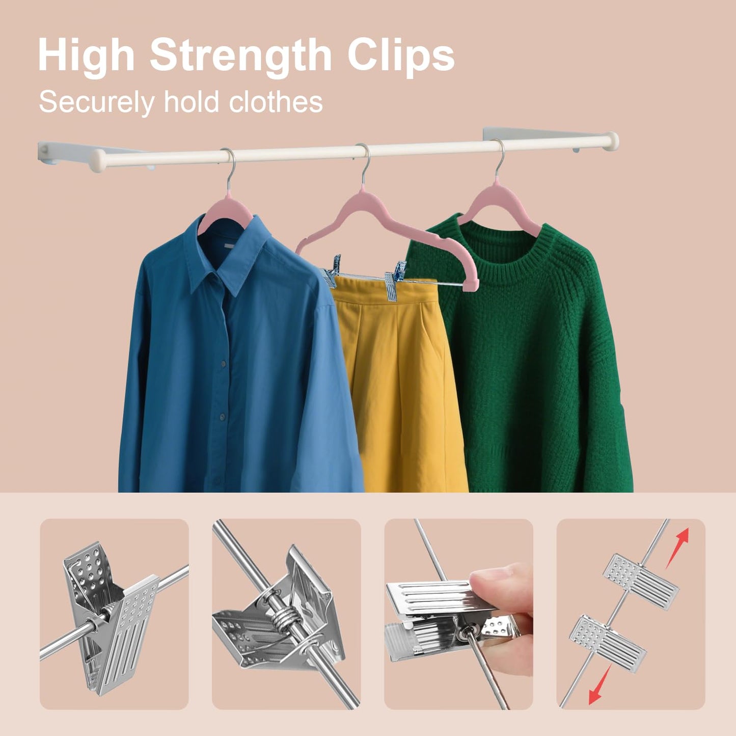 Stormix Vevlt Hangers with Clips Non-Slip for Pants, Skirt 24 Pack Pink