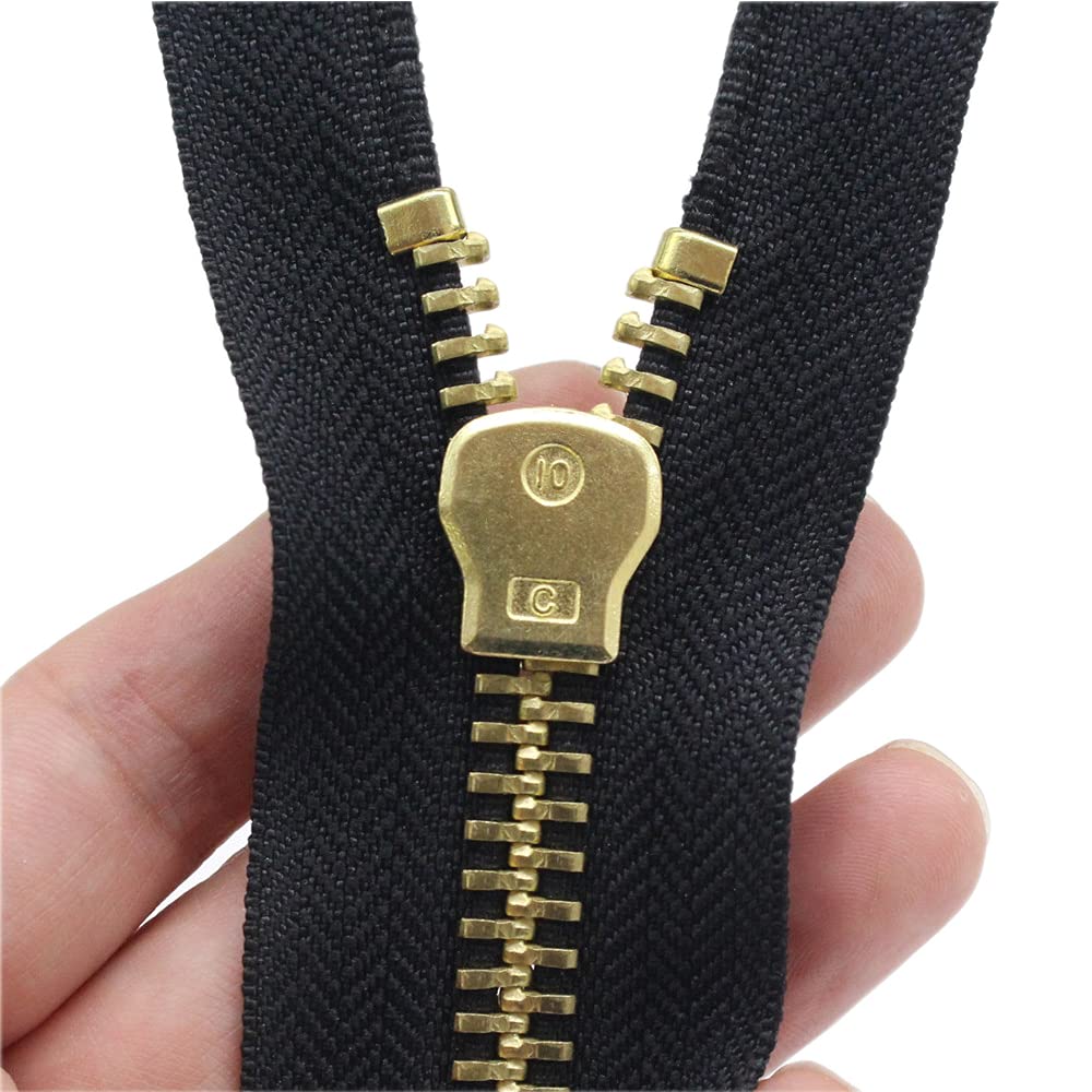 YaHoGa 48 cm #10 Large Metal Zip Separable Zip for Coat, Jacket (Brass)