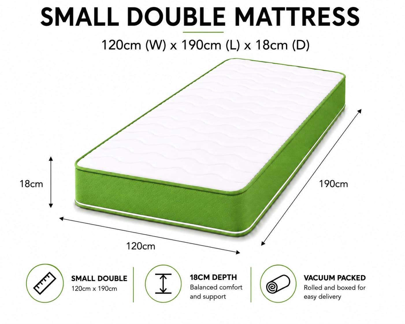 eXtreme comfort ltd Cooltouch Colours Green Small Double Mattress