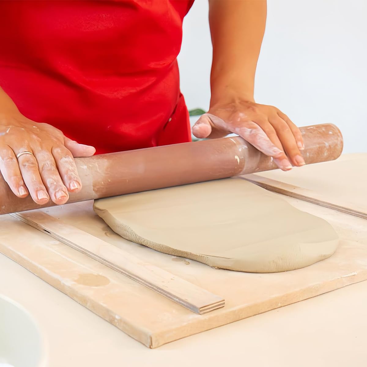 VOANZO 8 Pack Wooden Pottery Rolling Pin Guides Clay Rolling Pin Thickness Guides Pottery, Ceramic