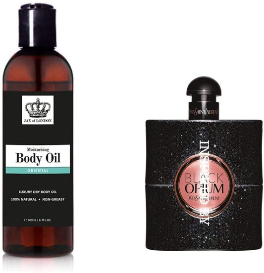 Jax of London 200ml Oriental Body Oil for Women, Inspired Fragrance, Moisturising, Massage, Hair, Shower for All Skin Types, Firming, Stretch Marks,