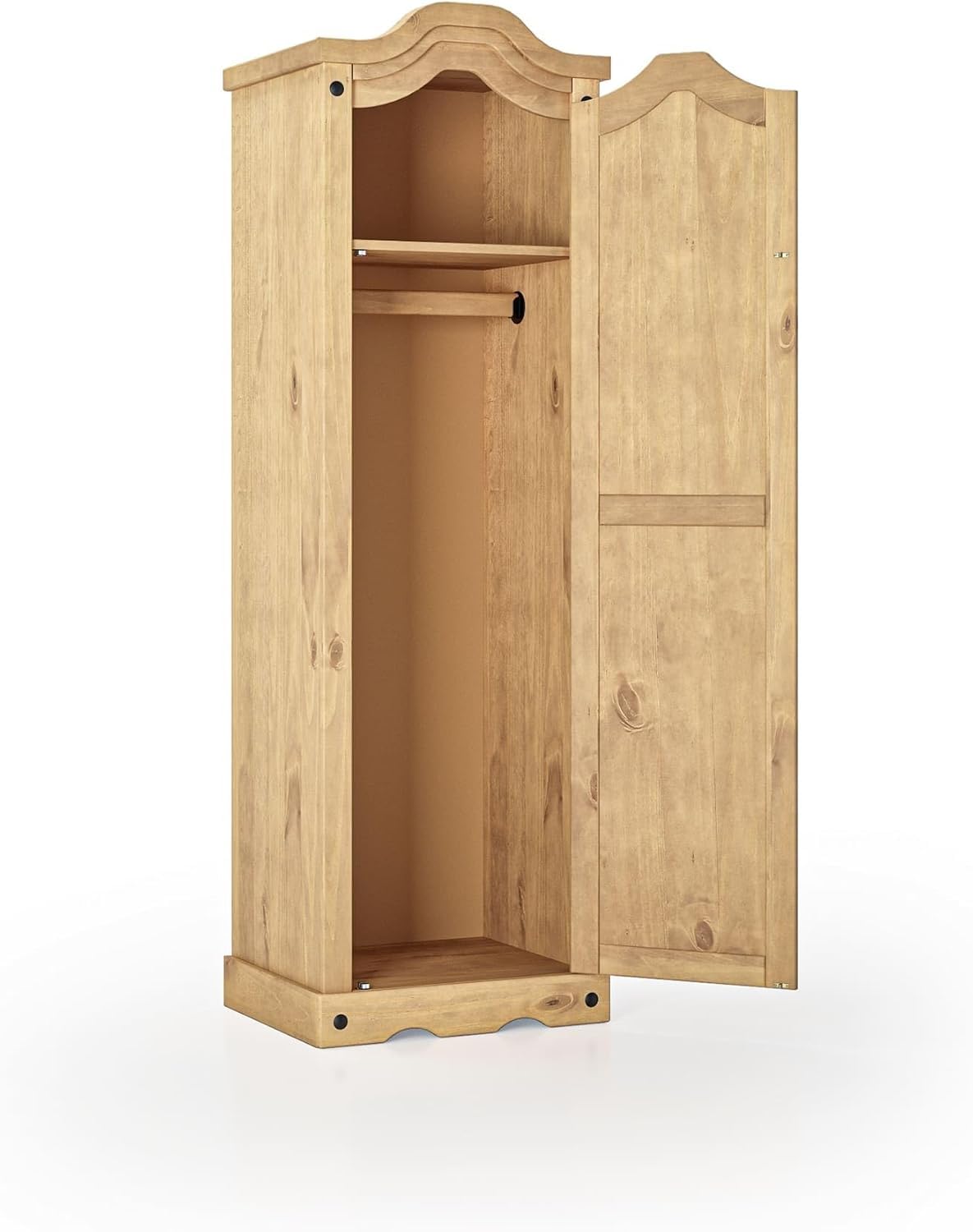 Corona Wardrobe 1 Door Arch Top Solid Mexican Pine Wood Bedroom Storage 176cm x 55cm x 45cm