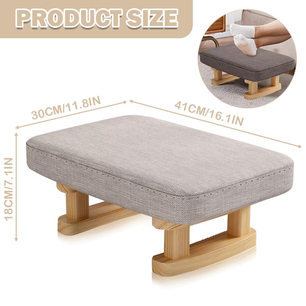 Cnwinu Foot Stool,Footstools with Removable Footstool Cover,Foot Rest Under Desk with Stable Wooden Legs,Ottoman Footstools for Living
