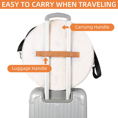 Ohiyoo Travel Hat Boxes with Lid - 16'' x 8'' Round Hat Boxes for Women & Men, Foldable Stuffed Animal Toy Storage Bin White