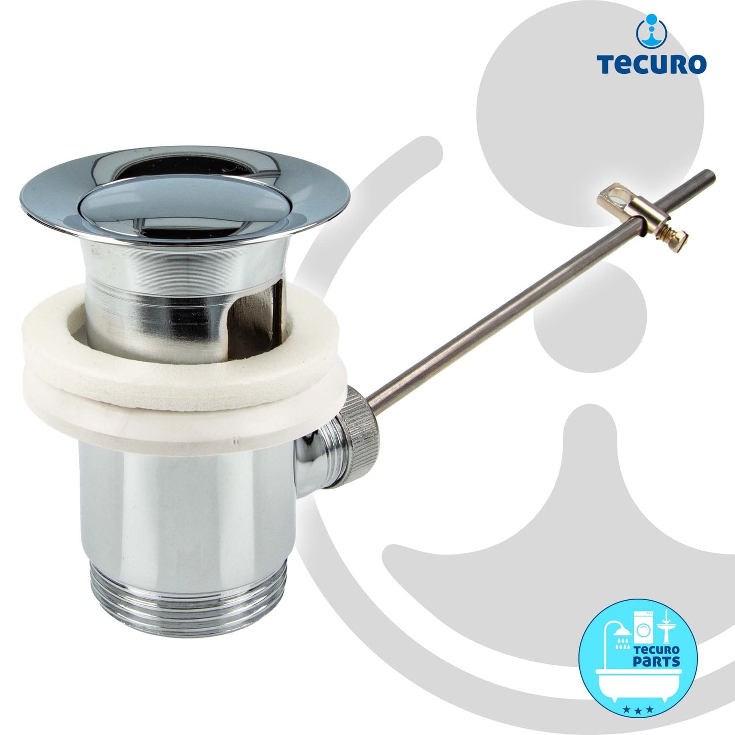 Excenter Drain and Overflow Fittings for Sinks with Overflow, Glossy, Chrome Plated