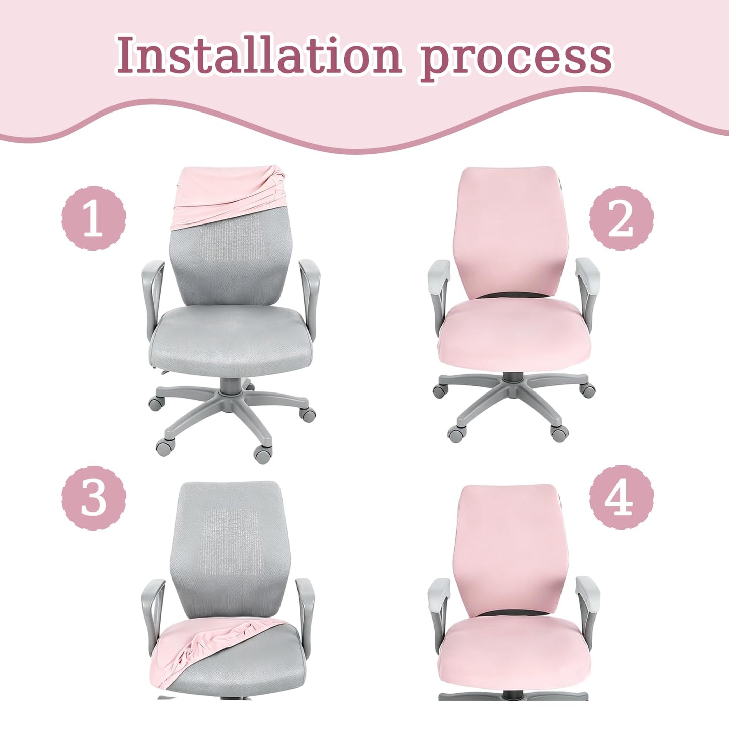 Rndqw 4 PCS Comfortable Office Chair Covers Set, Durable Protective Desk Chair Cover, Universal Stretchable Office Chairs Seat Cover