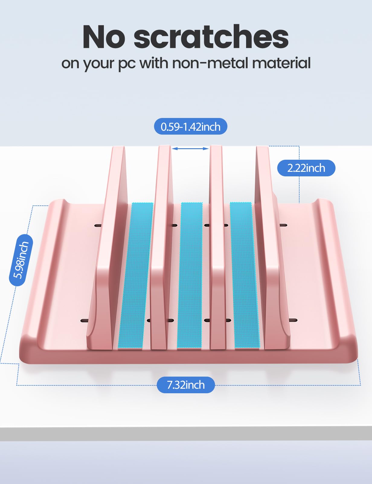 VAYDEER Vertical Laptop Stand - Space Saving & Adjustable 5-in-1 3 Slots for MacBook, Notebook, iPad & Laptops up to 17.3 Inches - Pink