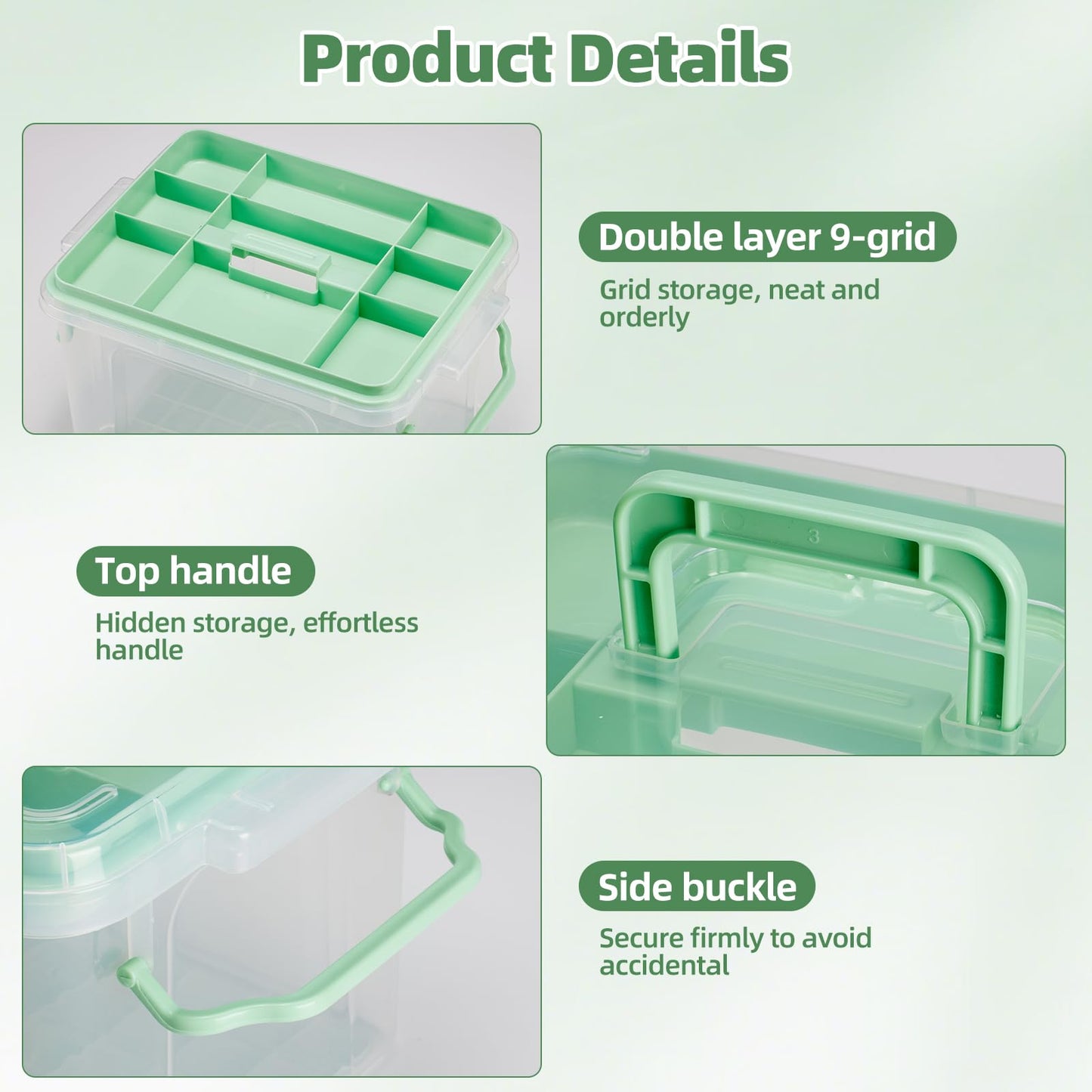 Nymblis Medicine Storage Box with Lid, Double Layers Medication Box, Green