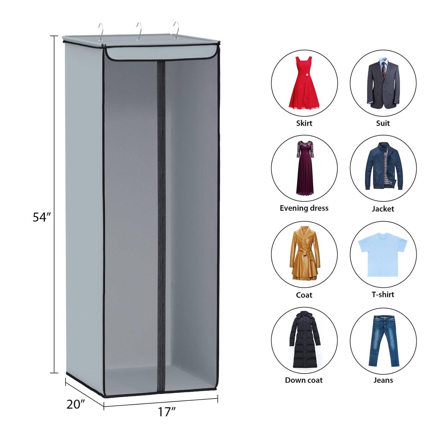 Univivi Garment Bags for Hanging Clothes, 54 In Clothes Rail Cover, 2 Pack