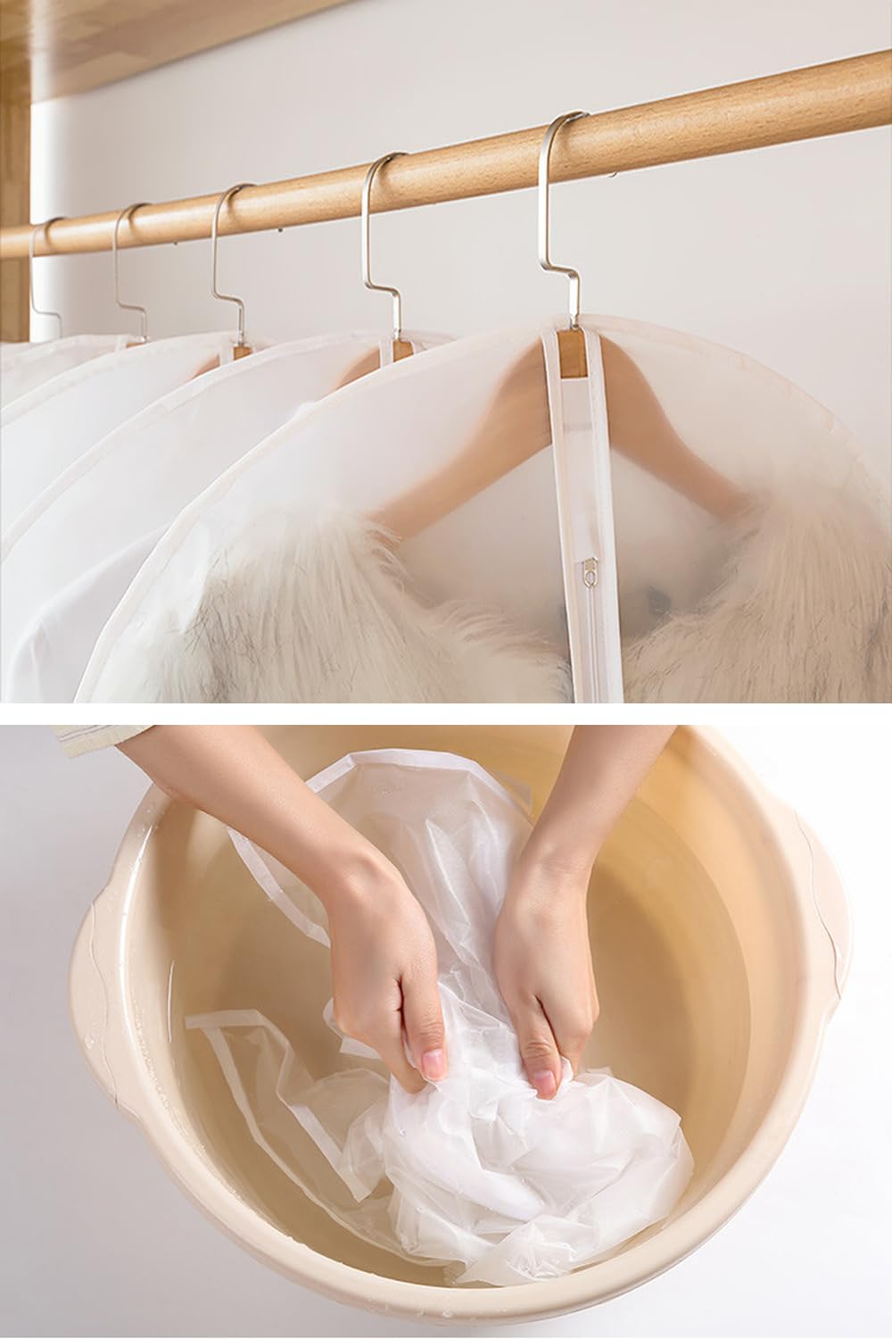 QH7 Garment Covers Dustproof Clothes Covers Moth Proof Coat Bag with Zip PEVA Translucent Dress Cover Waterproof Anti-mite Breathable Suit Protector
