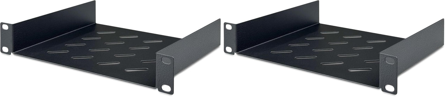 DIGITUS shelf - 1U - 10-inch (254 mm) - For network cabinet - 200 mm deep - Perforated steel sheet - Black (Pack of 2)