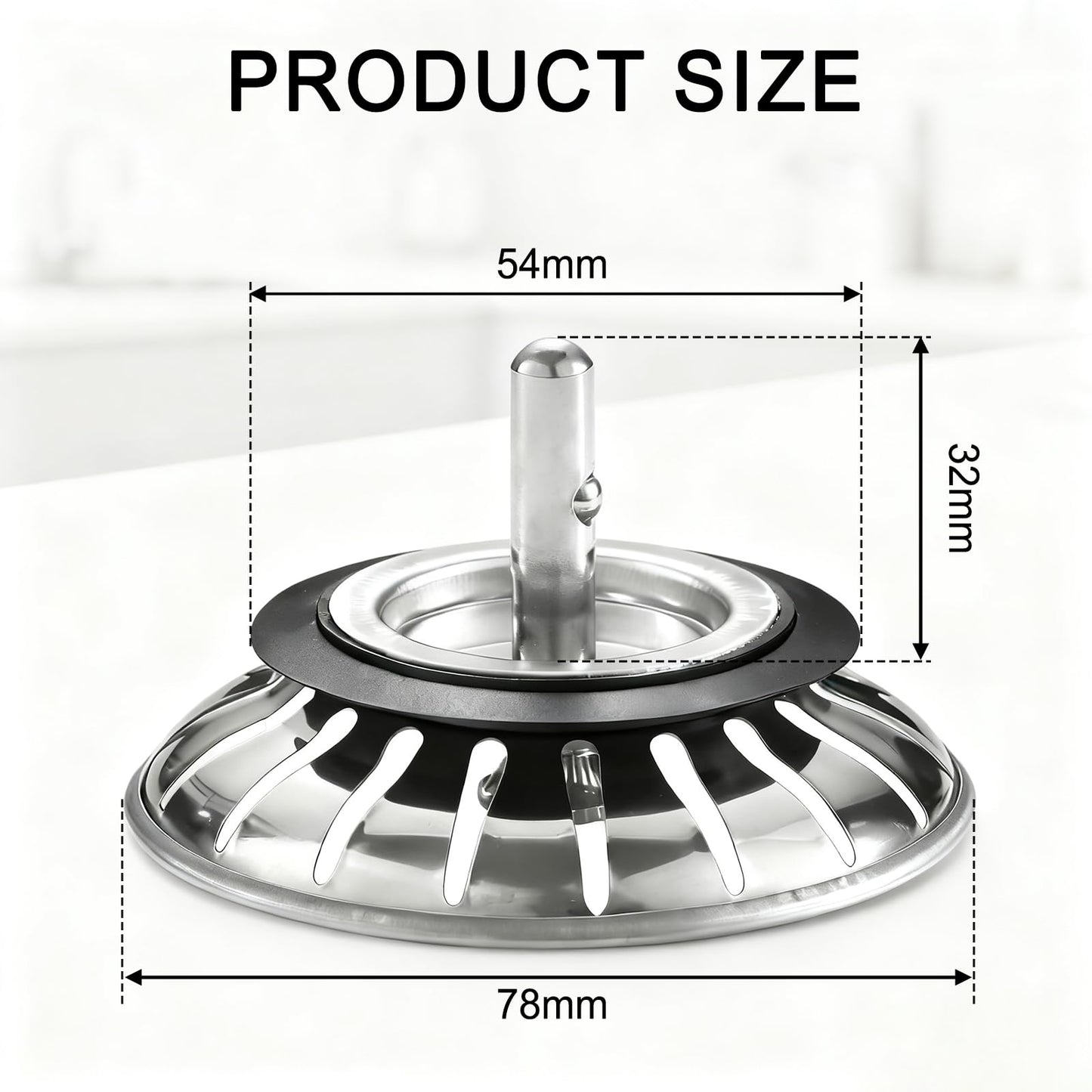 Upgraded Kitchen Sink Plug Strainer Stainless Steel Strainers Sink Plugs Replacement Drain Stopper for Food/Hair Catcher - UK Sinks Hole Diameter