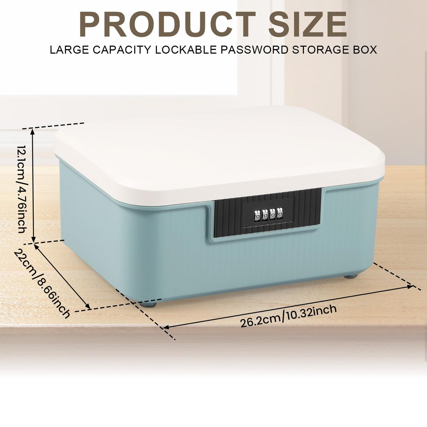 Dandelionsky Lockable Box Large Medicine Box with Combination Lock, 25×20×10cm Fridge Box with Built in Removable Tray