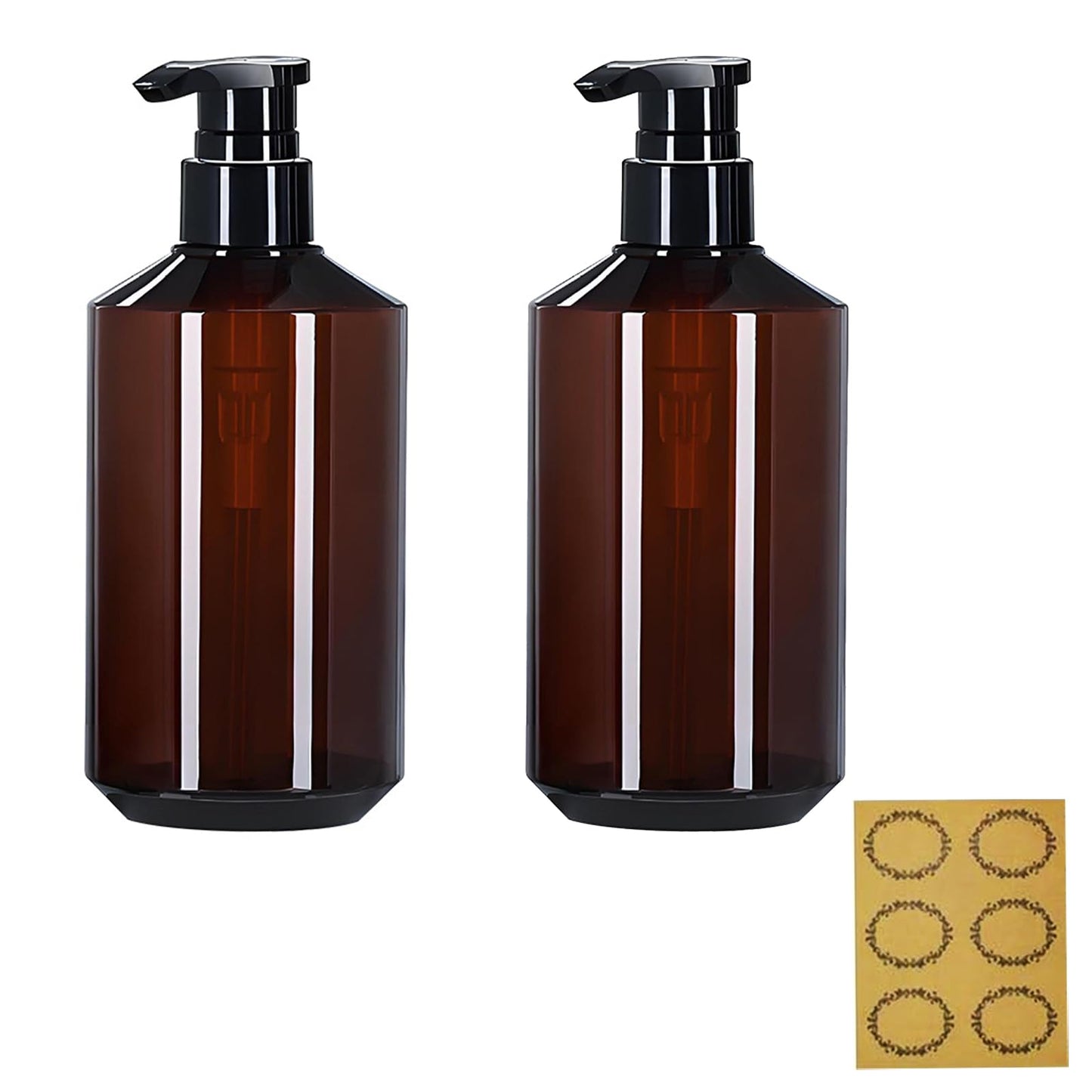 Apstaqeoo 2Pcs 500ML/17OZ Empty Plastic Pump Bottles Dispensers, Refillable Shampoo Conditioner Body Wash Lotion Pump Dispenser Portable Liquid Soap